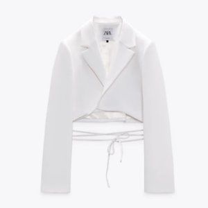 Zara tied cropped blazer white size S